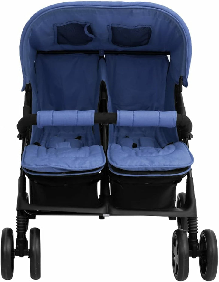 Tidyard Geschwisterwagen Zwillingswagen Doppelkinderwagen Zwillingsbuggy Kinderwagen Stahl Marinebla
