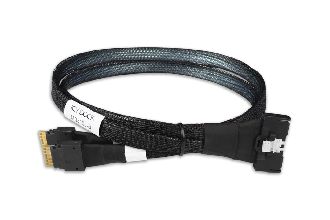 ICY DOCK MB310L-B Datenkabel - 1x MCIO SFF-TA-1016 8i zu 2x SlimSAS SFF-8654 4i Länge 50cm PCIe 4.0