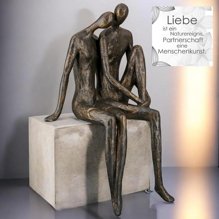 Casablanca Deko Skulptur Kantensitzer Kantenhocker Kunstharz - Liebe Paar - mit Spruchanhänger Gesch
