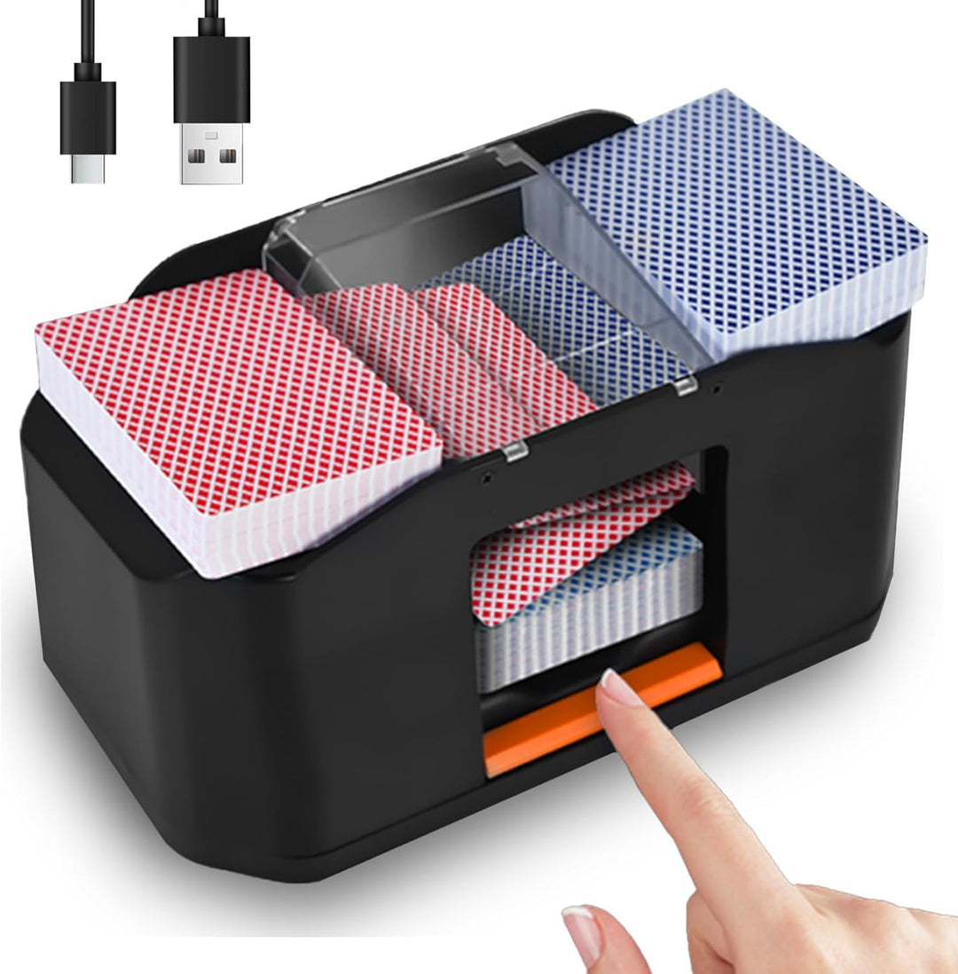 QUICARD Geräuscharmer und wiederaufladbarer Kartenmischer für 2 Kartensätze, 2000 mAh, automatischer