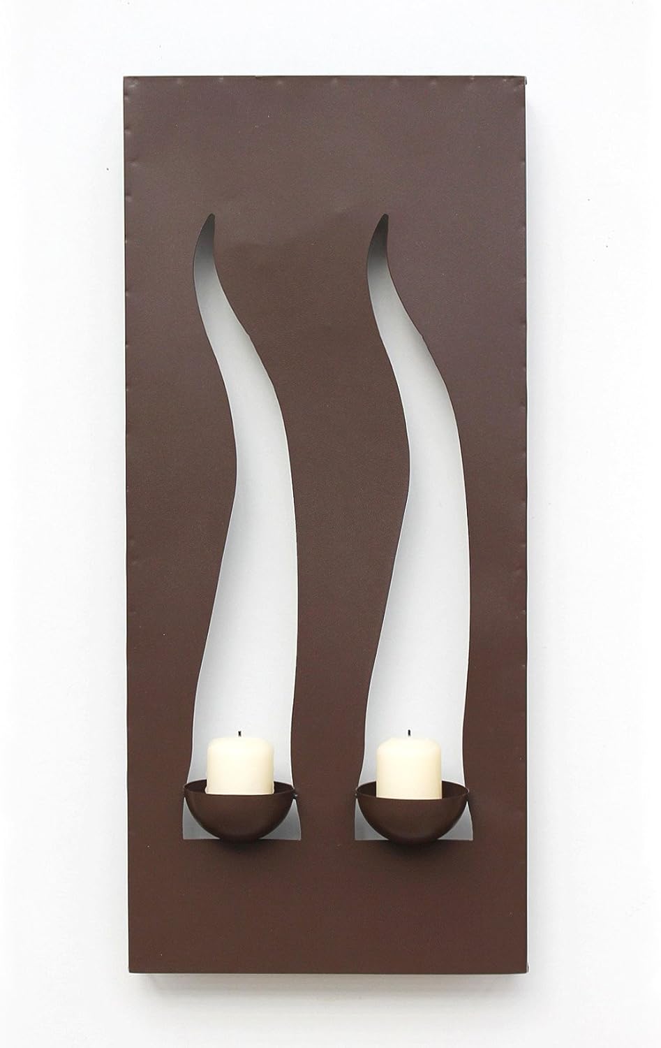 Kerzenhalter Windlicht "Flamme" 60x16x20cm 2-flammig Kerzenleuchter Metall Braun Metalldekoration z.