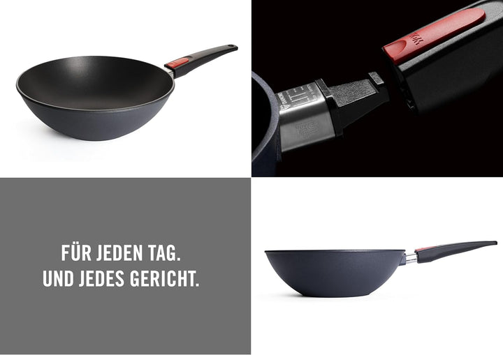 Woll Diamond Lite Wok- und Rührpfanne, Ø 30 cm, 10 cm hoch, mit abnehmbaren Stiel - Geeignet für Cer