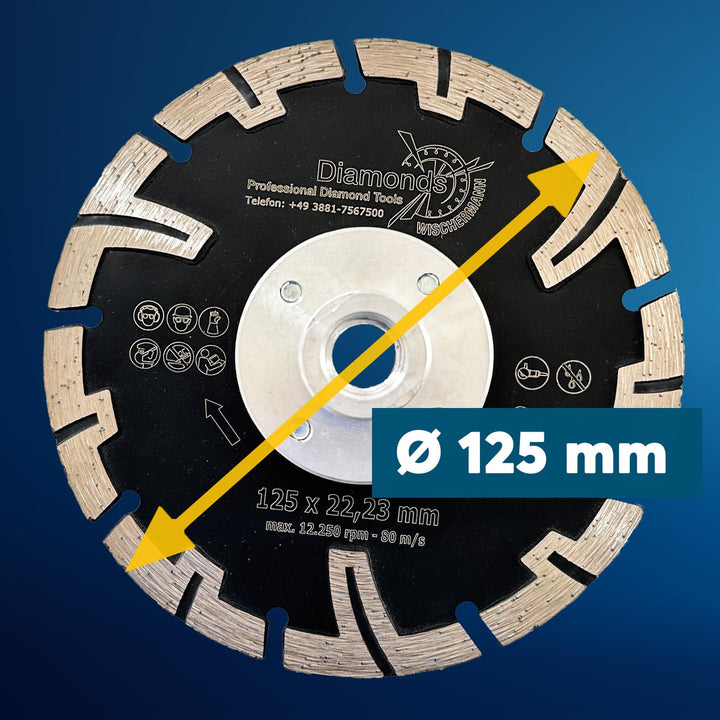 EDW Profi Spezial Speed T Granit Diamant-Trennscheibe 125 mm mit Winkelschleifer Flansch M14 Naturst