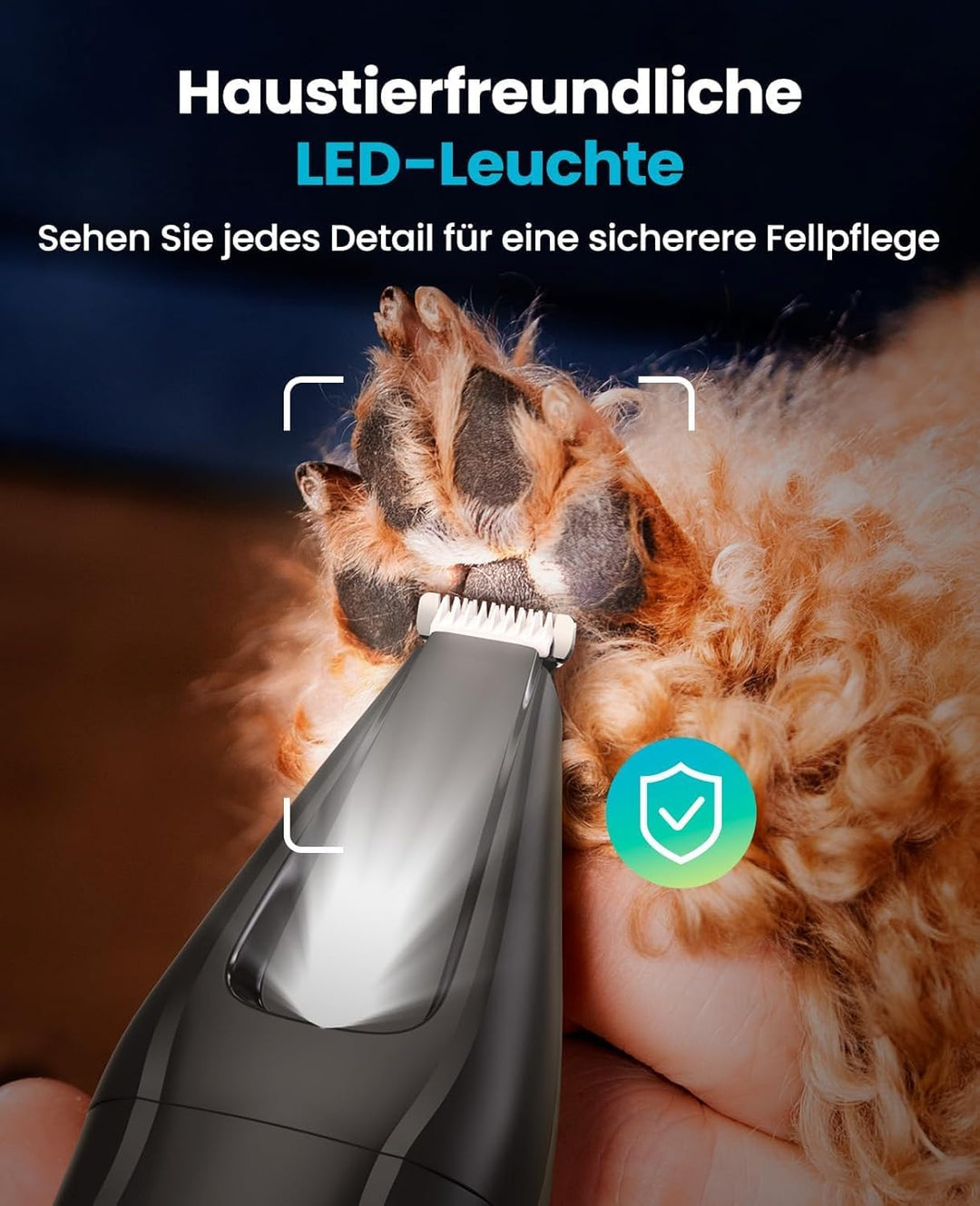 oneisall 2-in-1 Hundeschermaschine & Pfotentrimmer mit LED, Schermaschine Hunde Katze Extra Leise, W