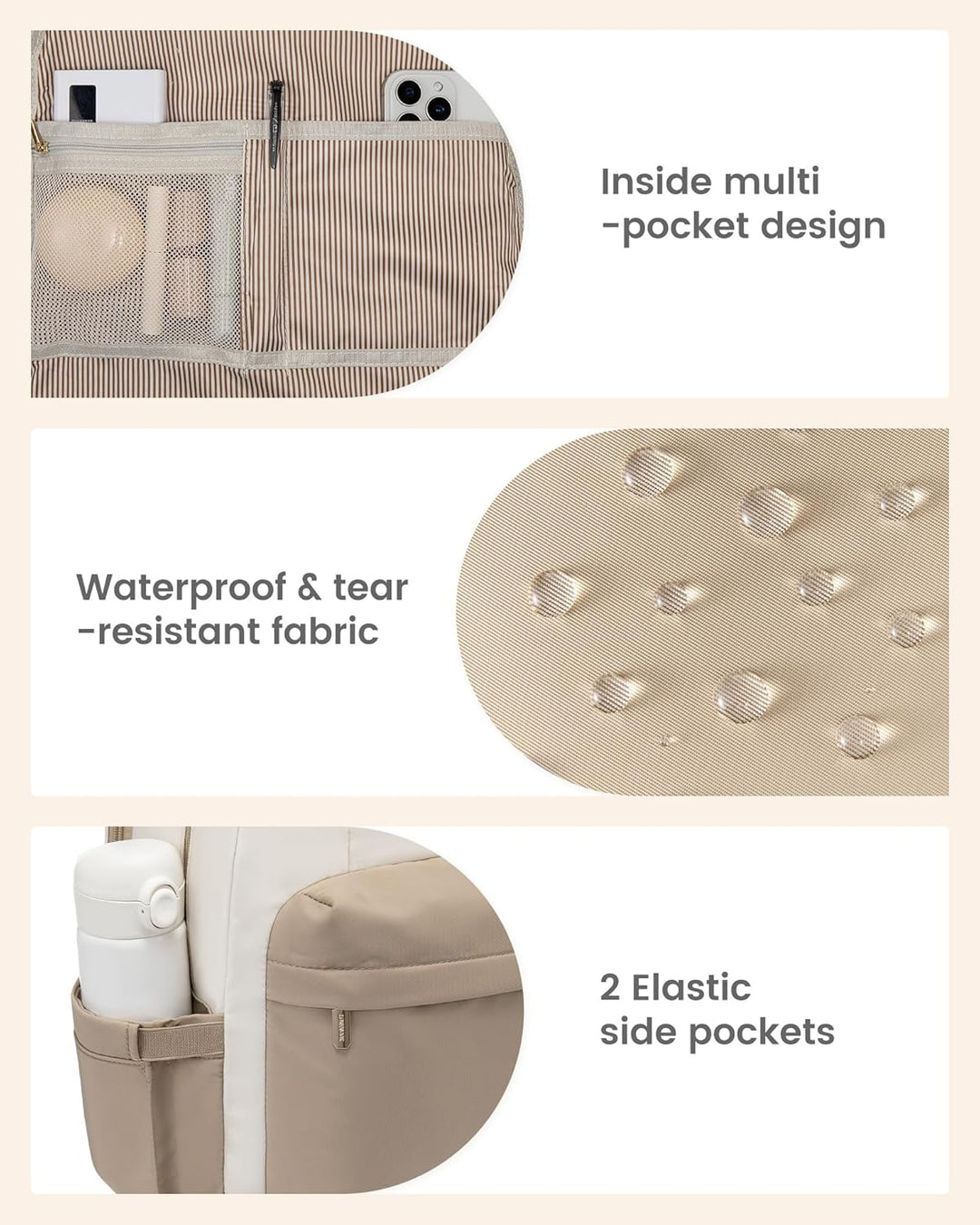 LOVEVOOK Rucksack Damen, 15,6 Zoll Laptop Schulrucksack Mädchen mit Laptopfach, Wasserdicht Tagesruc