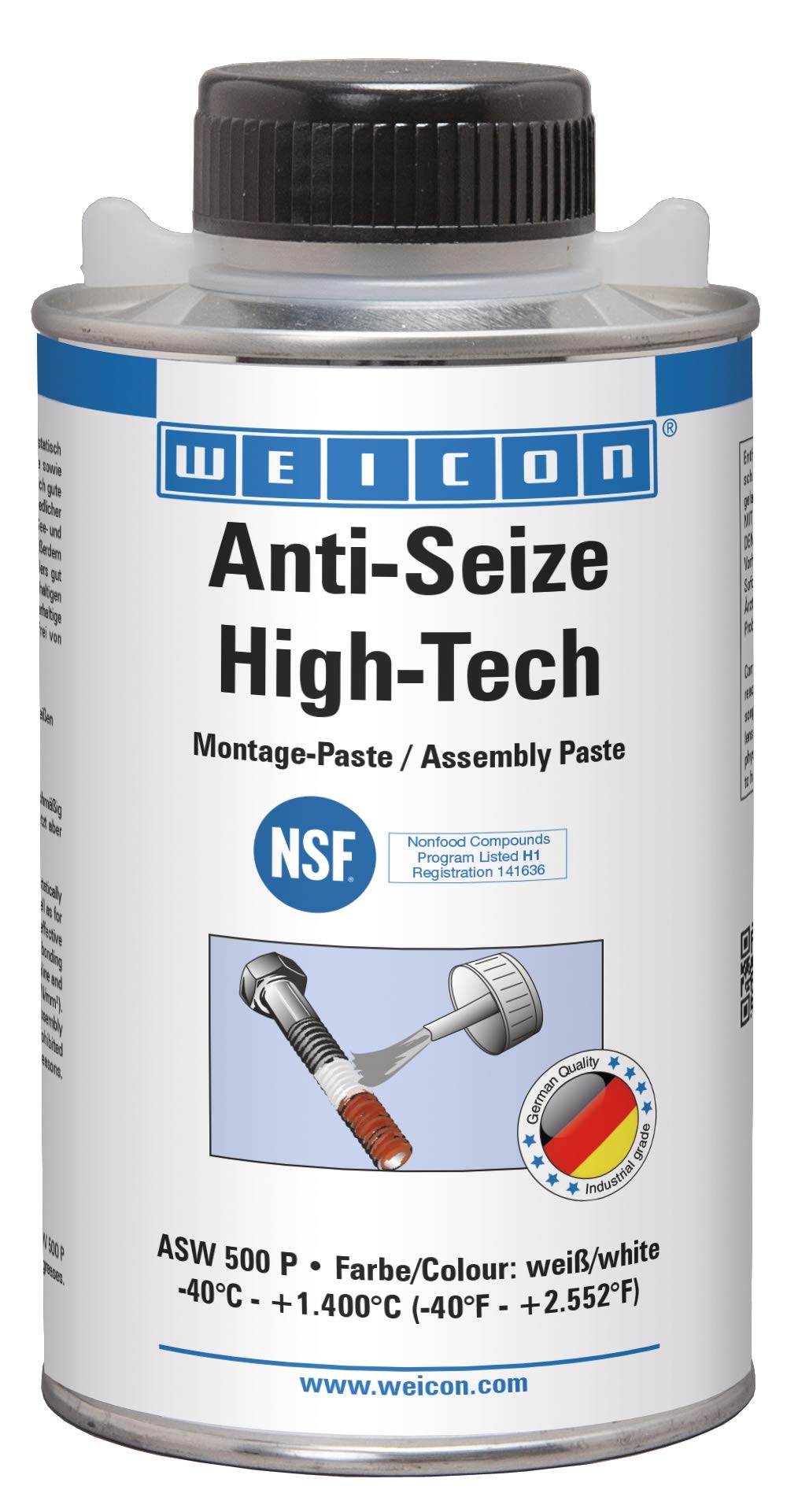 WEICON Anti-Seize High-Tech Montagepaste 500 g Schutz gegen Korrosion, Verschleiss und Festfressen |