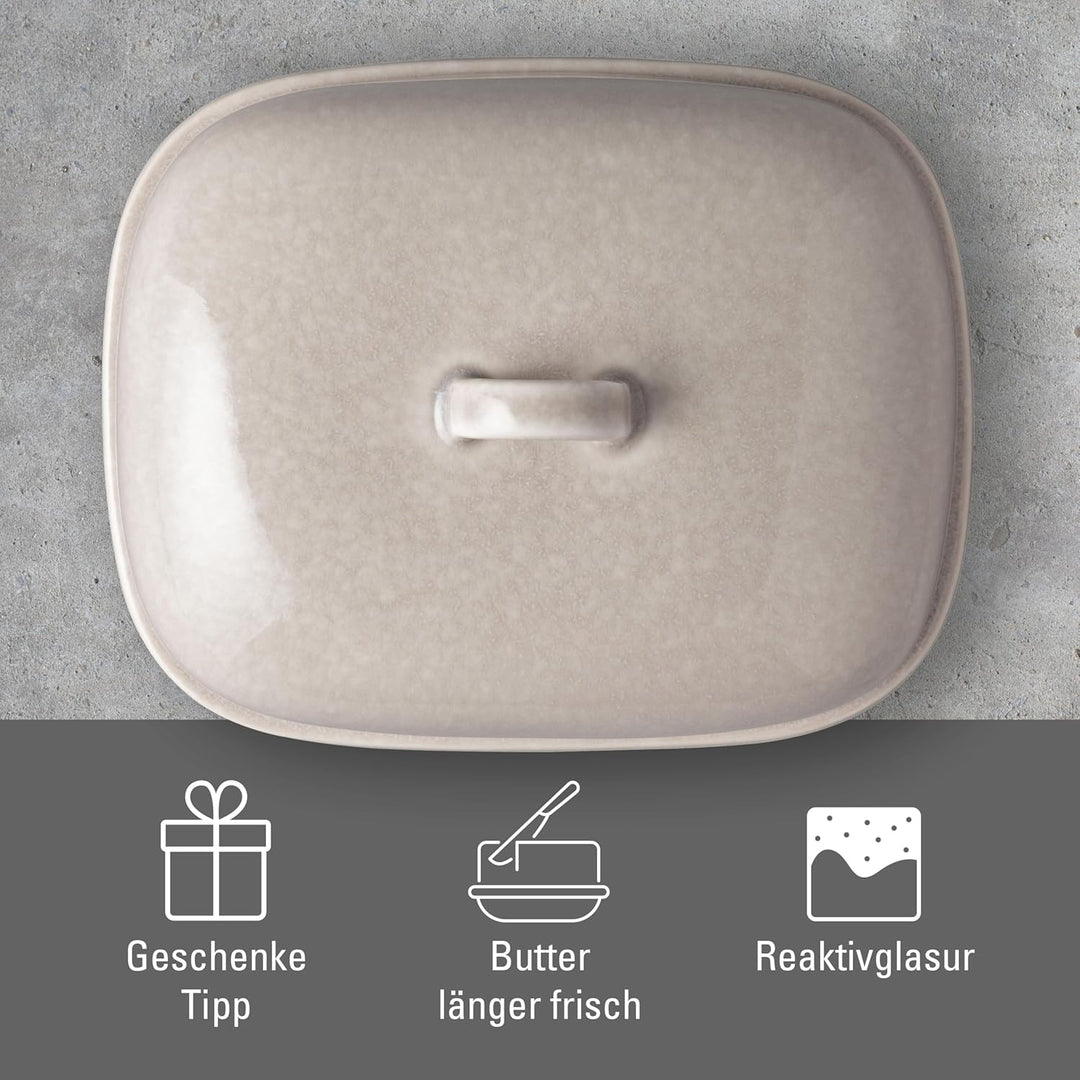 like. by Villeroy & Boch – Perlemor Home Butterdose, Porzellan Butterglocke im Pottery Stil, spülmas