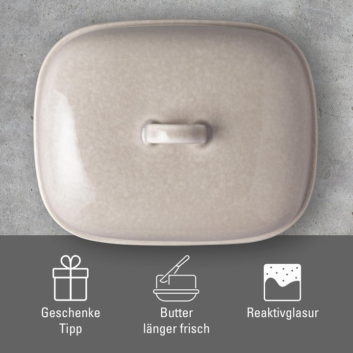 like. by Villeroy & Boch – Perlemor Home Butterdose, Porzellan Butterglocke im Pottery Stil, spülmas