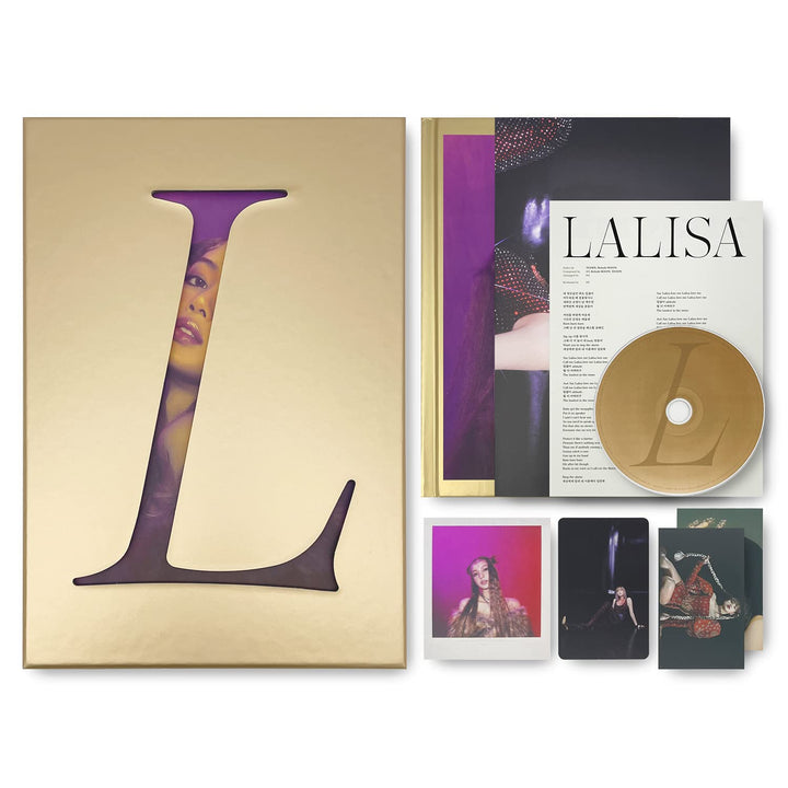 BLACKPINK LISA FIRST SINGLE ALBUM - LALISA [ GOLD VER. ] PHOTOBOOK + LYRICS PAPER + CD + PHOTOCARD +