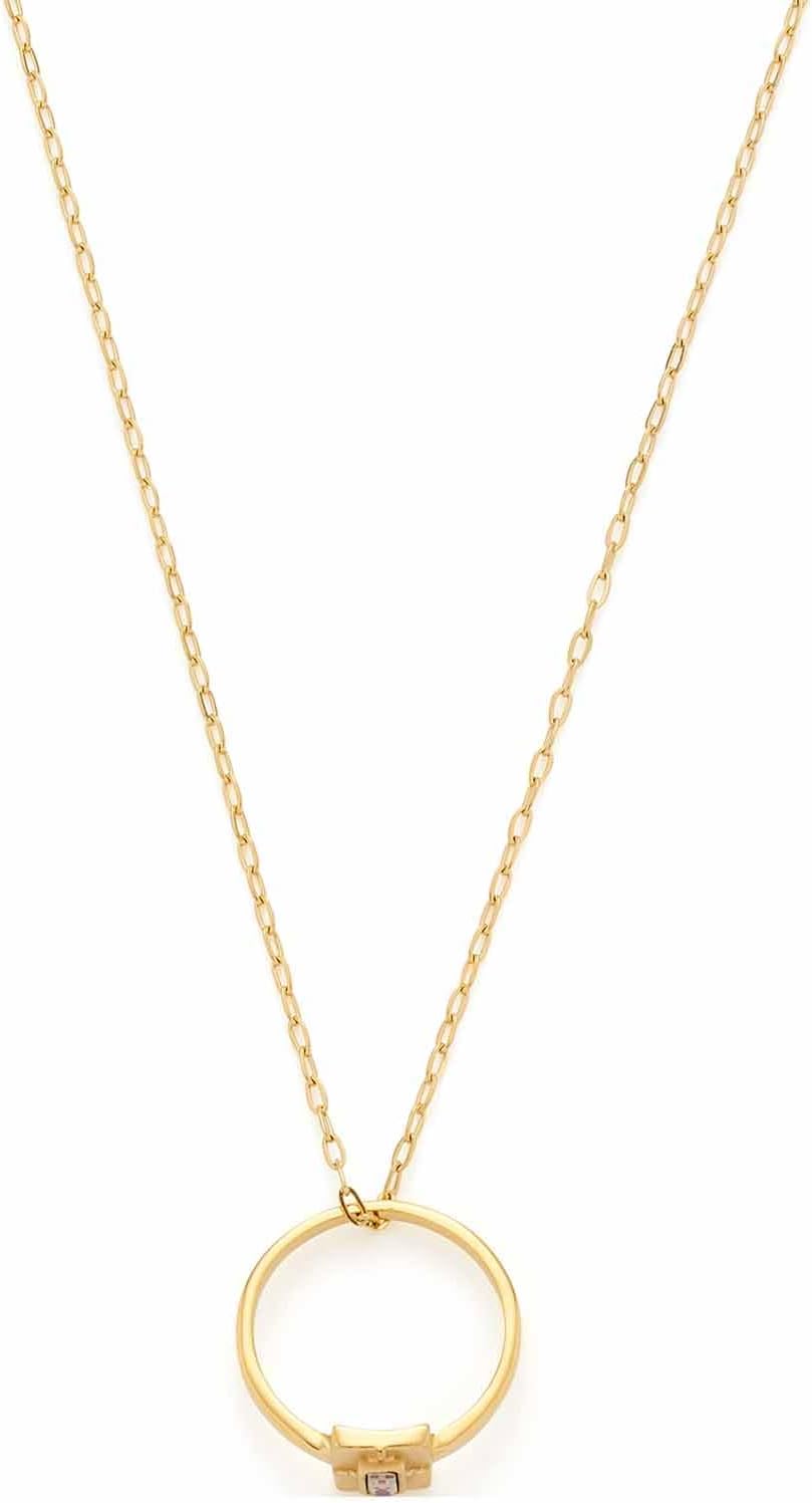 Leonardo Ciao Leda Damen Halskette aus Edelstahl IP Gold mit goldfarbenem Ring Anhänger mit Glaskris