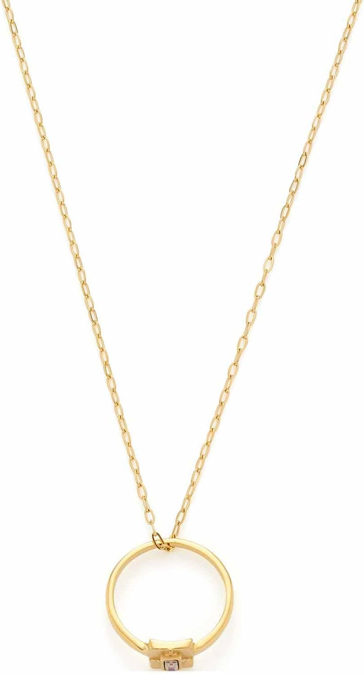 Leonardo Ciao Leda Damen Halskette aus Edelstahl IP Gold mit goldfarbenem Ring Anhänger mit Glaskris