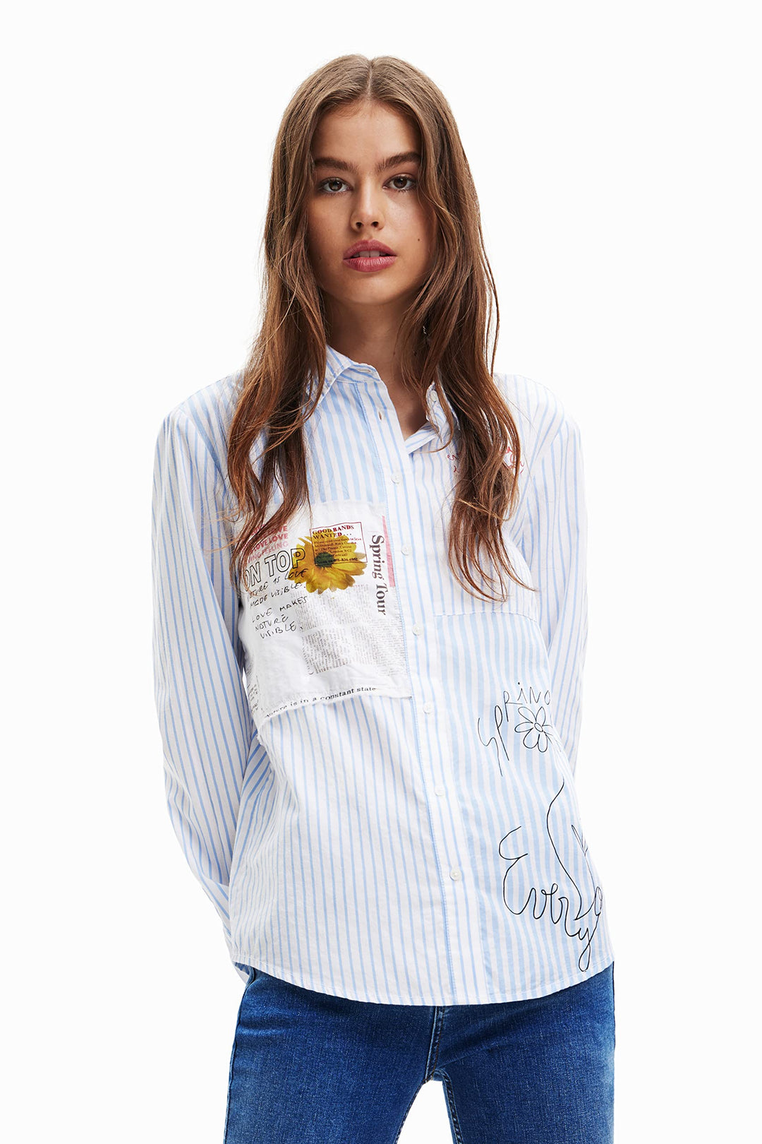 Desigual Damen Shirt L Blau, L Blau