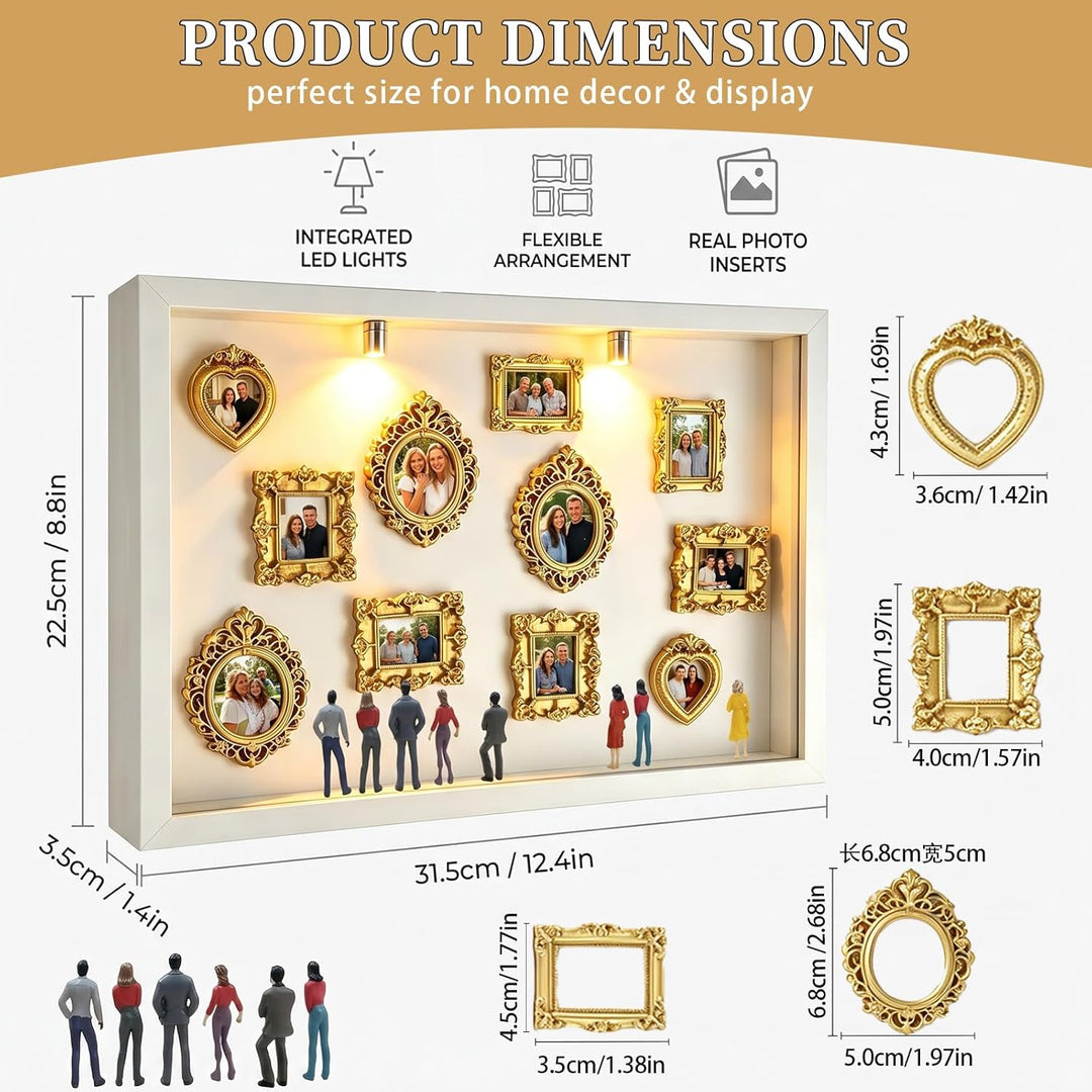 Pipihome DIY Mini Museum Silhouette Box, Miniatur Museum Mini Bilderrahmen Vintage mit LED Licht und