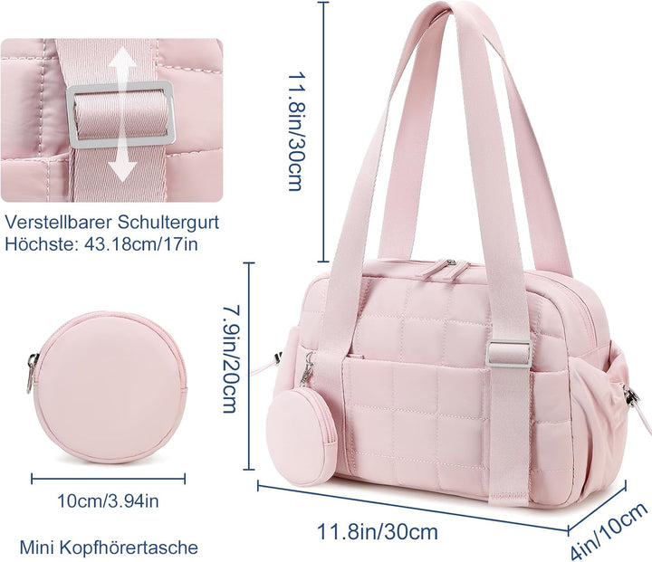 LEDAOU Mini Sporttasche für Damen, Kleiner gepolsterter Turnbeutel mit Nassfach und Münztasche, Leic