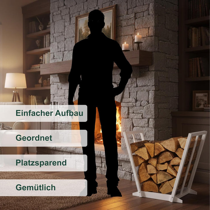 Relaxdays Kaminholzregal, Metall, HBT: 55,5 x 62 x 35 cm, Brennholzregal für Feuerholz, Stapelholz,