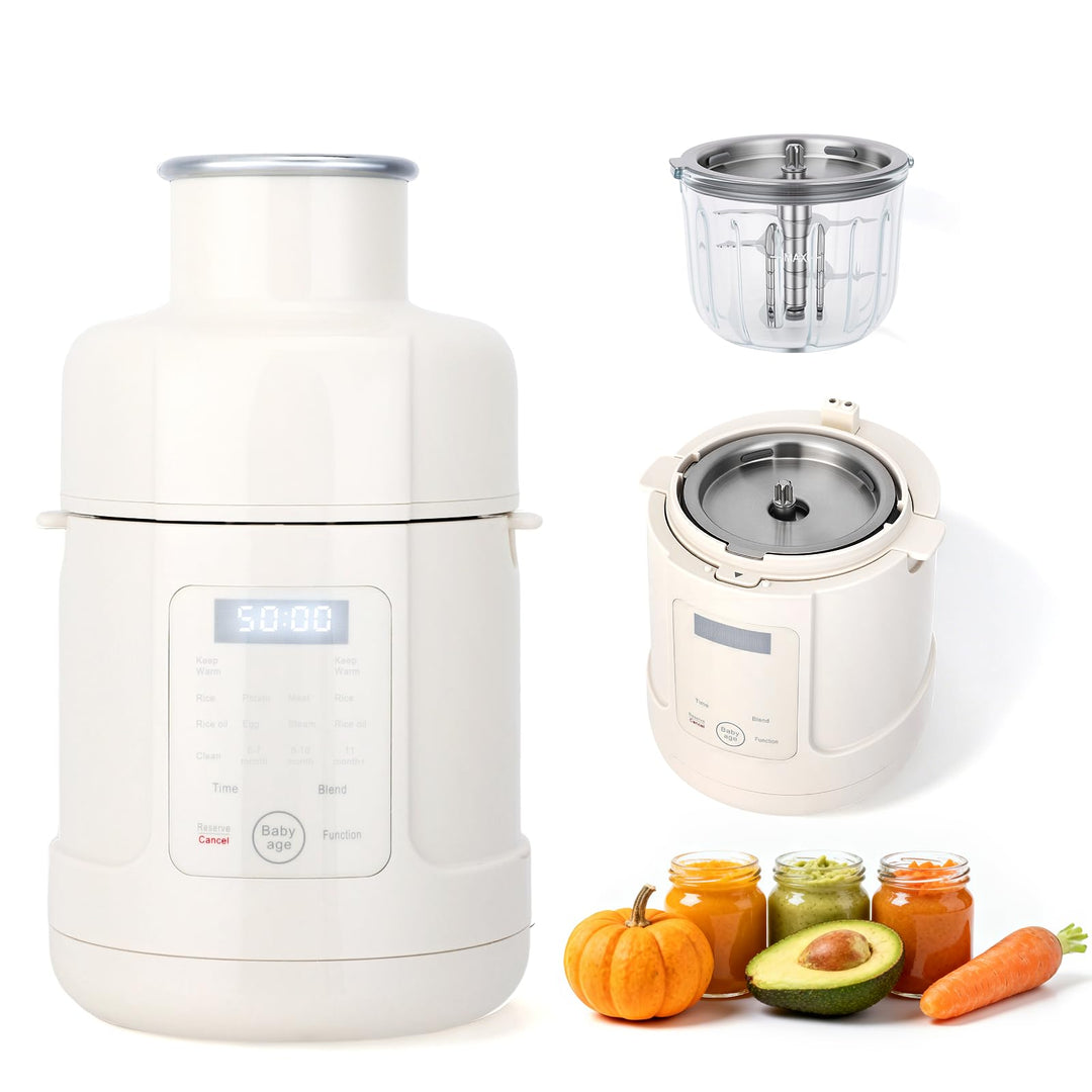 Babynahrungszubereiter 500 W – All-in-One-Gerät: Dampfgarer, Mixer, Wärmer & Timer für alle Entwickl