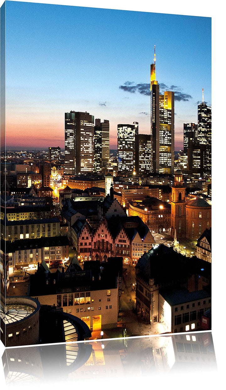 Frankfurt Skyline, Format: 100x70 auf Leinwand, XXL riesige Bilder fertig gerahmt mit Keilrahmen, Ku