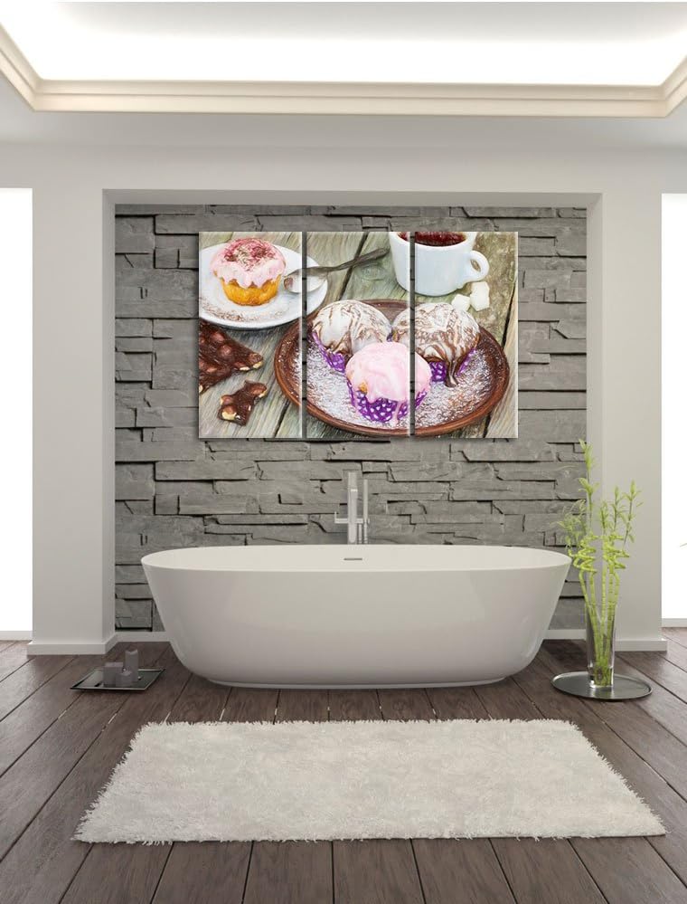Pixxprint Köstliche Cupcakes als Leinwandbild/Grösse: 3 Teilig (120x80) cm/Wandbild/Kunstdruck/ferti