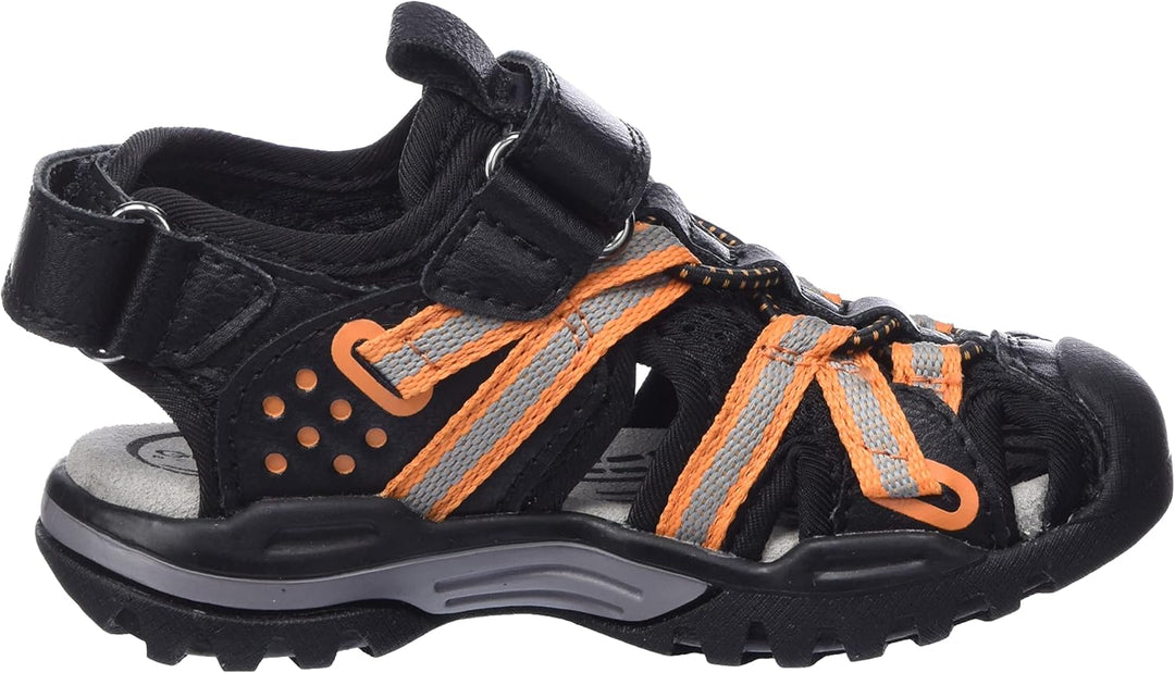 Geox Jungen J Borealis Boy Sandal, 28 EU Black Orange