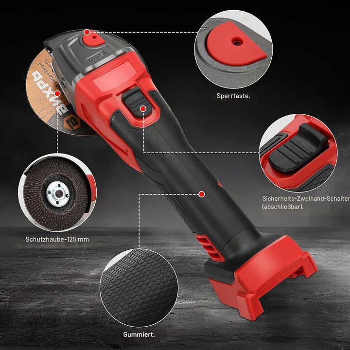 Akku-Winkelschleifer für Milwaukee 18 V Akku, 125 mm, 12000 U/min, bürstenloses Schleifwerkzeug mit