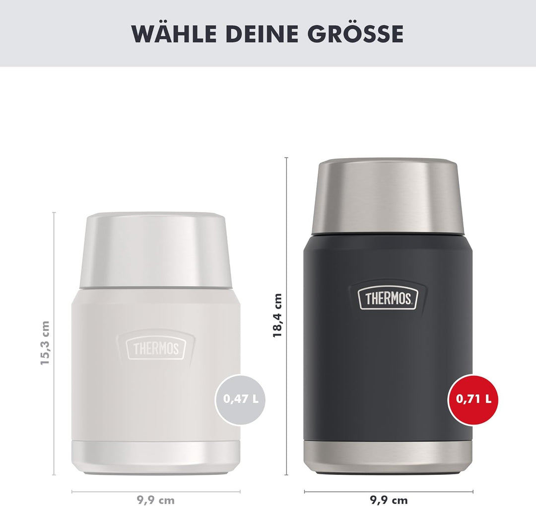 Thermos ICON Food Jar 0,71 l, dunkelgrau/graphite mat, Speisegefäss für Essen 710 ml, doppelwandigem