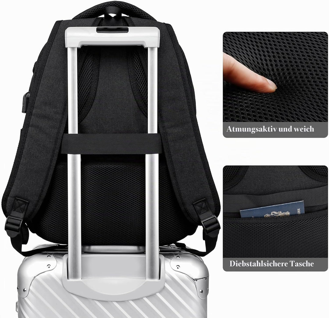 Schulrucksack Mädchen Rucksack Damen 15,6 Zoll Laptop für Uni, Schultasche Schulranzen mit USB Ladea