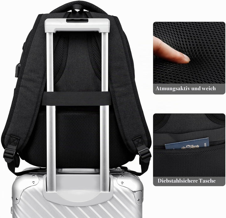 Schulrucksack Mädchen Rucksack Damen 15,6 Zoll Laptop für Uni, Schultasche Schulranzen mit USB Ladea