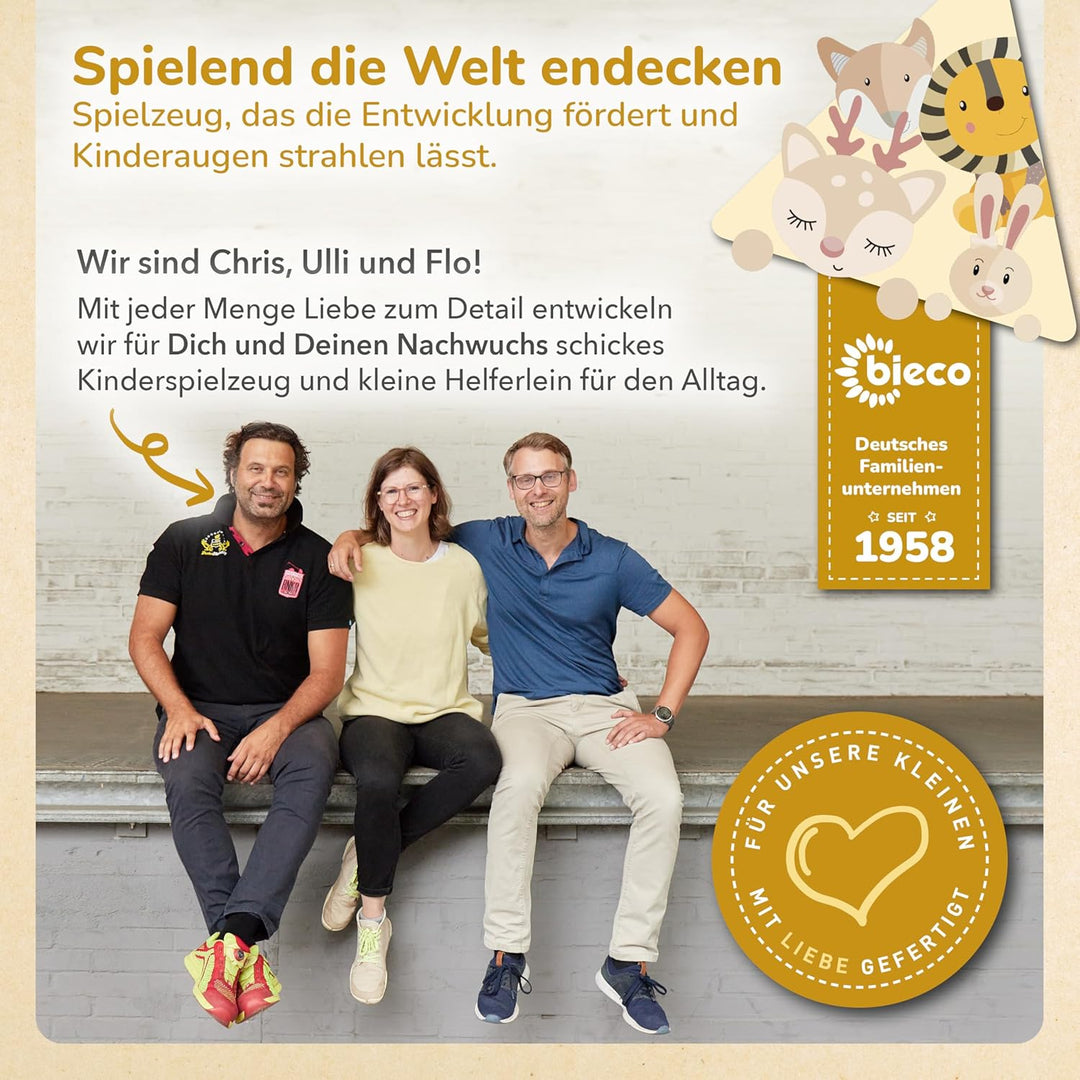 Bieco Stapelturm REH Ella | Nachhaltiges Holz FSC® | 19 cm | Steckspielzeug ab 1 Jahr, Reh Ella