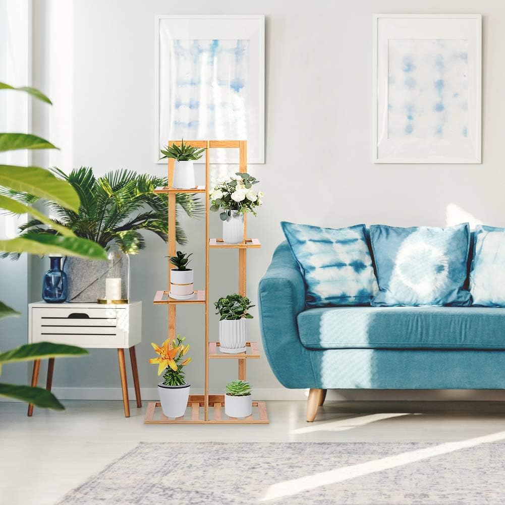 Cocoarm Blumenständer Holz für Innen Pflanzentreppe Outdoor Blumen Regale, Blumenständer mit Balkong