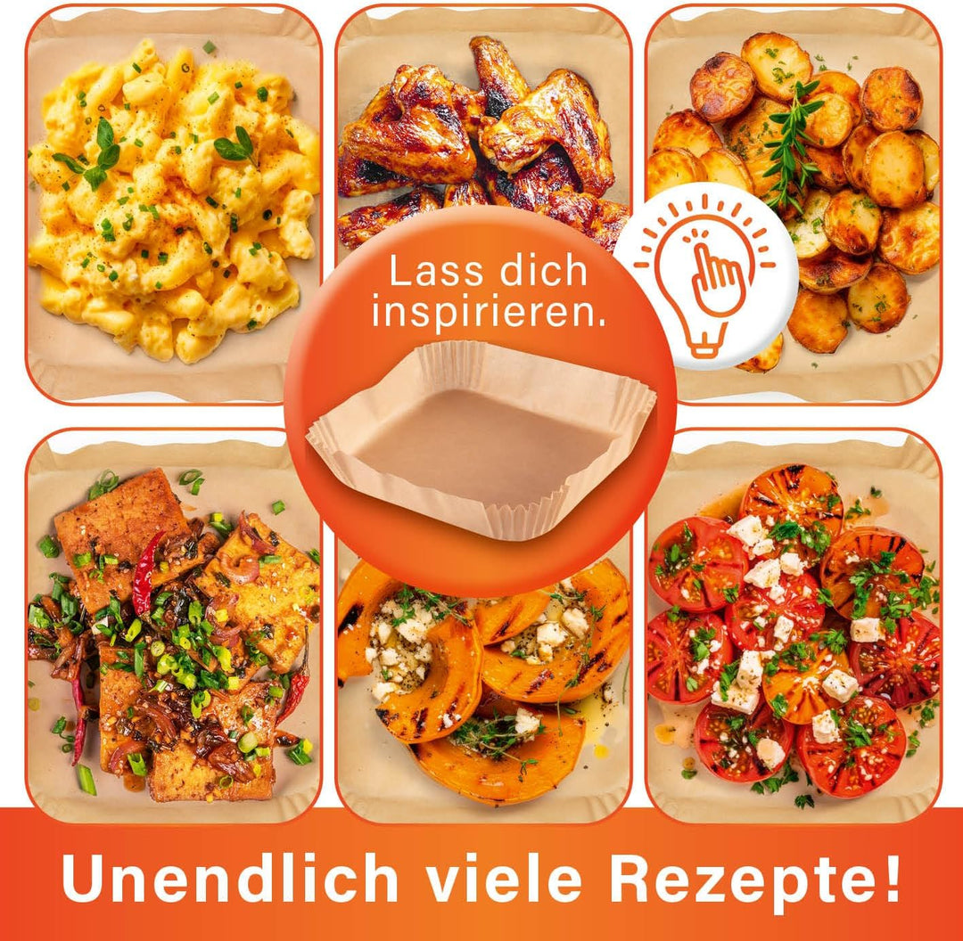 GOURMETmaxx Backpapier für Heissluftfritteuse 5 bis 6 Liter | Backpapierschale antihaftbeschichtet &