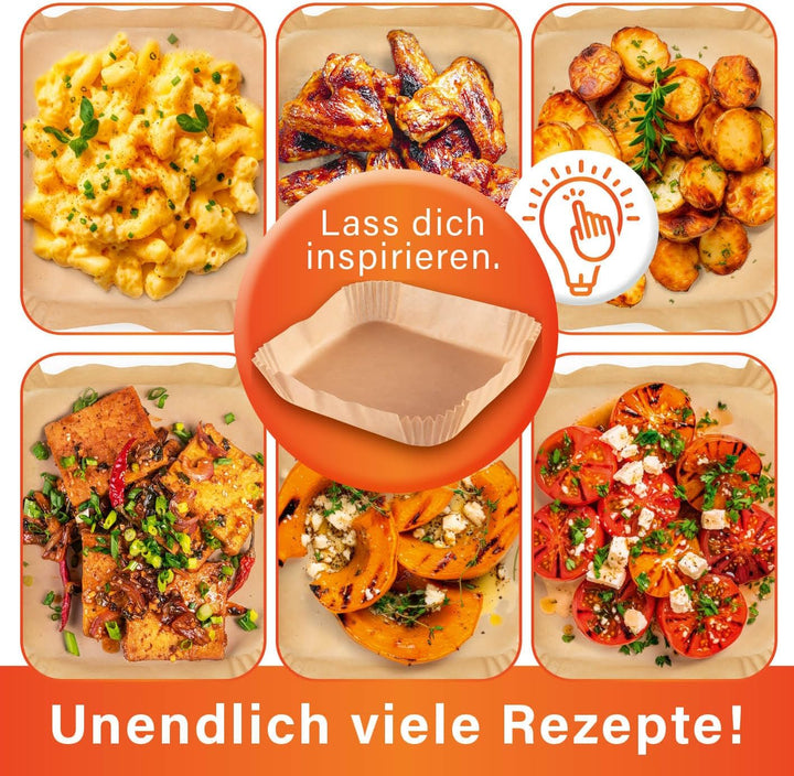 GOURMETmaxx Backpapier für Heissluftfritteuse 5 bis 6 Liter | Backpapierschale antihaftbeschichtet &