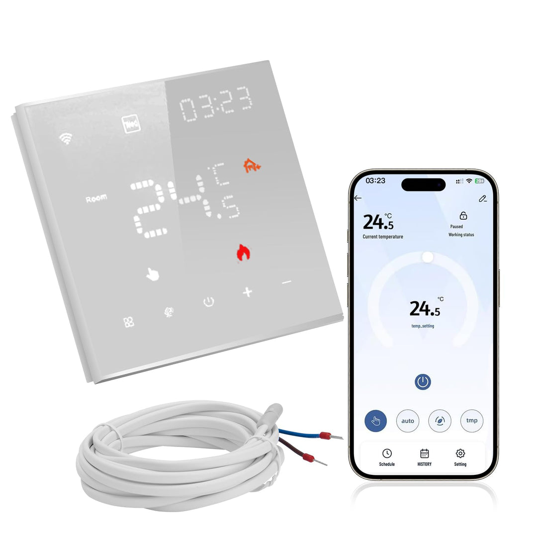 Thermostat Fussbodenheizung Wasser, Raumthermostat Fussbodenheizung WiFi Digital, mit Alexa, Google
