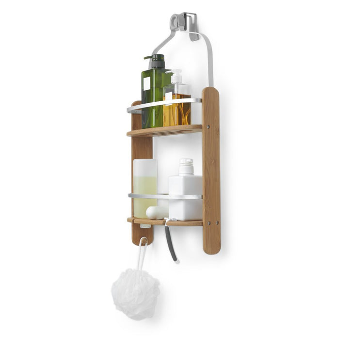 Umbra Aquala Duschregal und Shower Caddy aus Bambus und Aluminium
