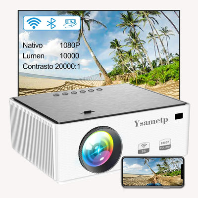 Mini-Projektor 5G+WiFi Full HD 1080P Video Projector, 8000L tragbarer Filmprojektor für zu Hause kom