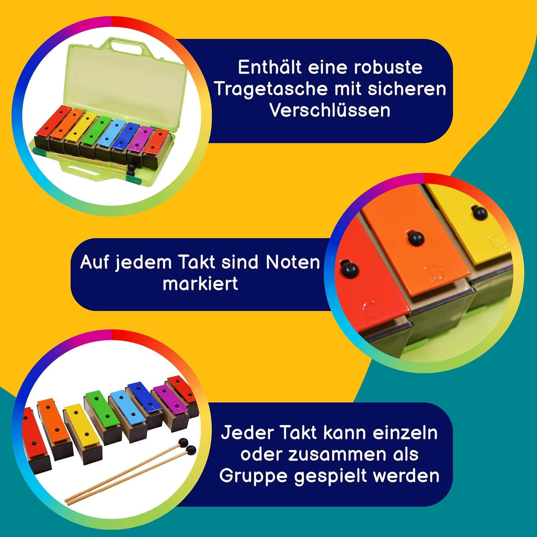 A-Star Buntes Glockenspiel-Set mit 8 Sopran-Regenbogen-Diatonischen Glockenspiel-Xylophonen in grüne