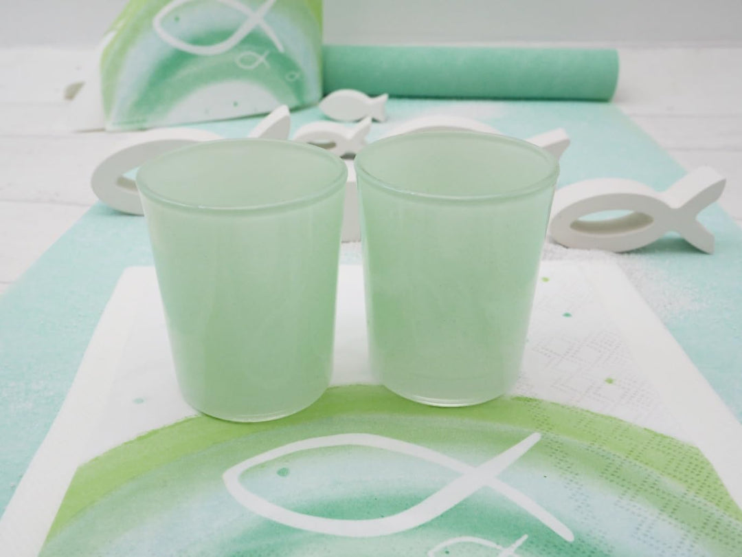 Kommunion Konfirmation Tischdeko Mint Grün Salbei Weiss Fisch Set 20 Personen