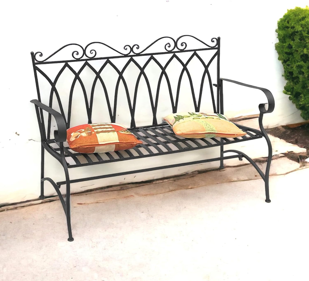 DanDiBo Gartenbank Metall 2 Sitzer Wetterfest Sitzbank Garten Bank Antik 18940 Dunkelbraun Metallban