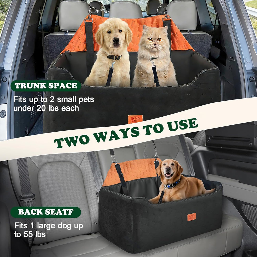 Hunde Autositz für Mittlere/Grosse, Abnehmbarer und Waschbarer Sitzerhöher Hundebett Auto mit Wasser
