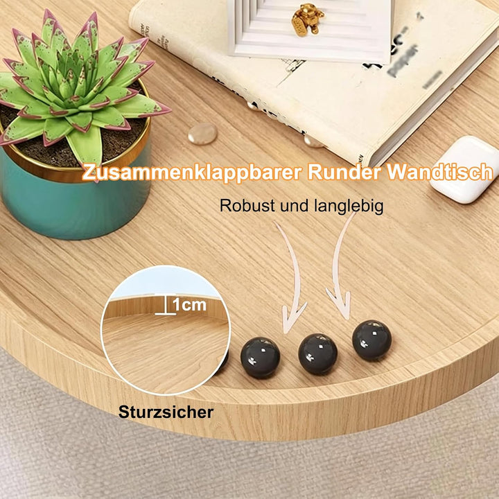 Klapptisch Wandmontage, Runder Klapptisch Mit Einziehbarem Regal Wandtisch Um 180 Grad Drehbares Wan