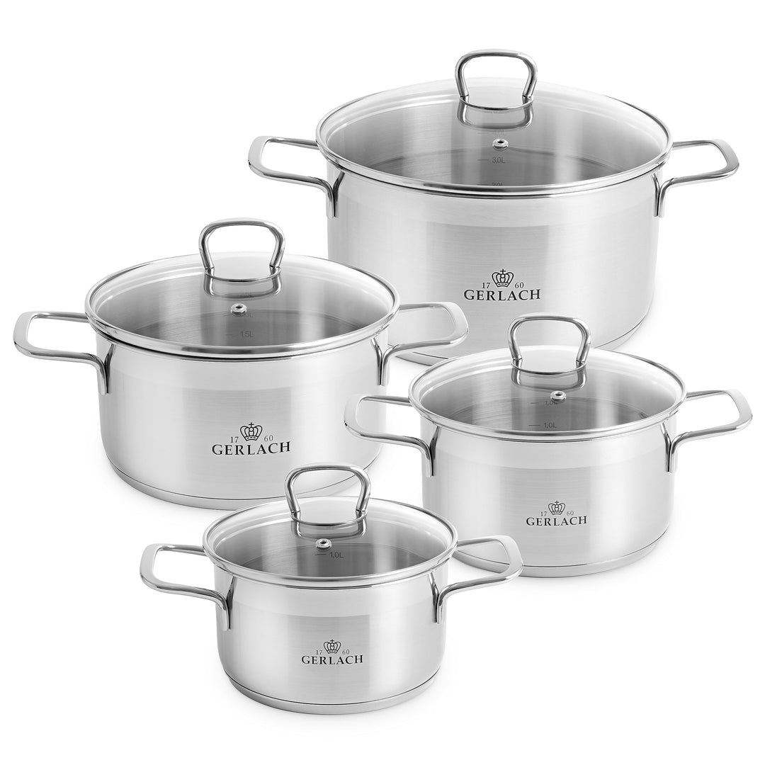 Gerlach 1760 Brava Topf-Set Edelstahl Kochtopf-Set Induktion Induktionstöpfe-Set Töpfe-Set Induktion
