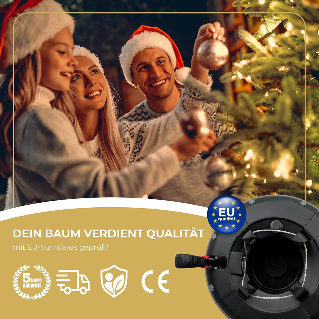 Stabiler Christbaumständer für Baumhöhe bis 2,5m, mit Fusspedal und Einseiltechnik, inkl. 2,5L Wasse