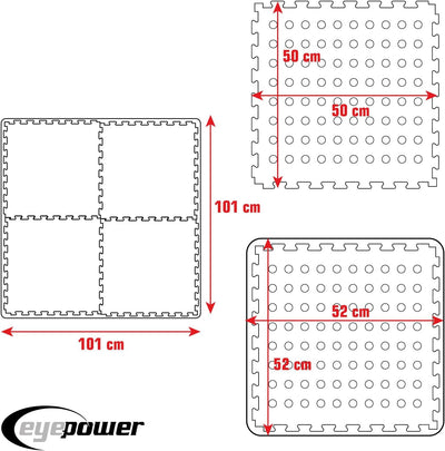 EYEPOWER 4 Grosse Matten: 1m² Poolunterlage 50x50 Antirutschmatte Boden Poolmatte - Pool Unterlage O