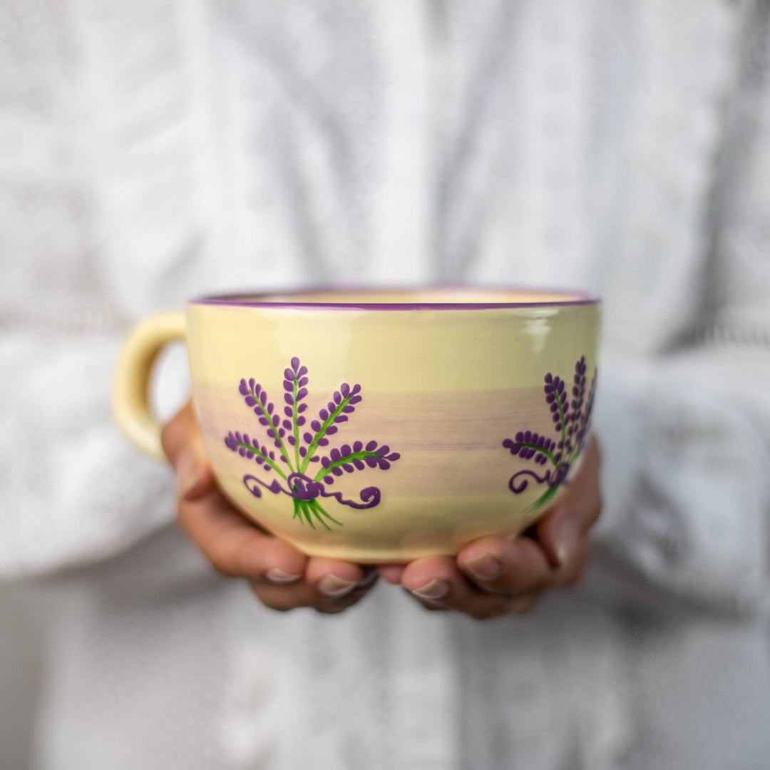 City to Cottage® - Keramik XXL Tasse 500 ml | Kaffeebecher | Lavendel Motiv | Handgemacht | Keramik