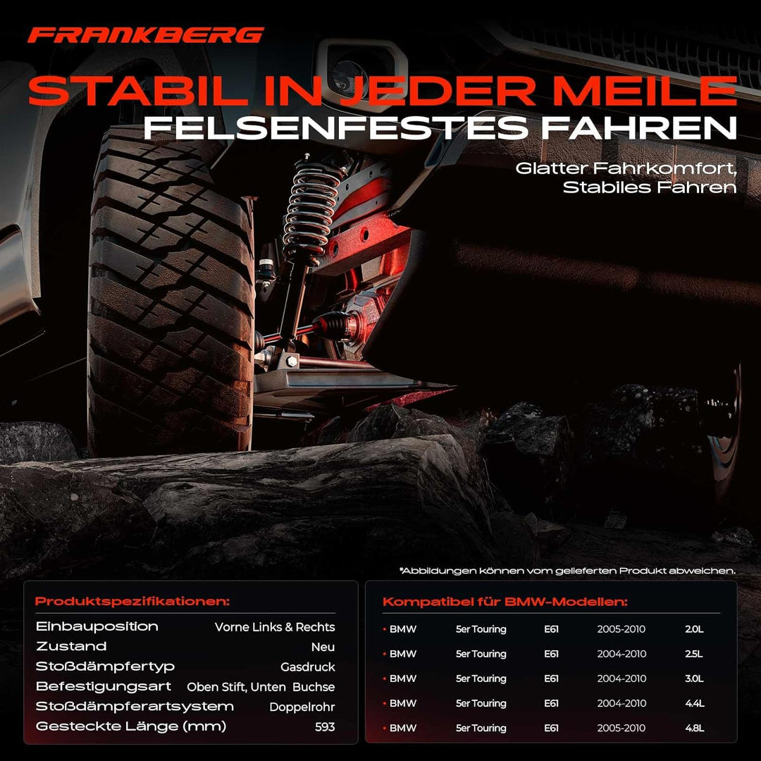 Frankberg 2x Stossdämpfer Vorne Links Rechts Kompatibel mit 5er Touring E61 520 523 525 530 535 545