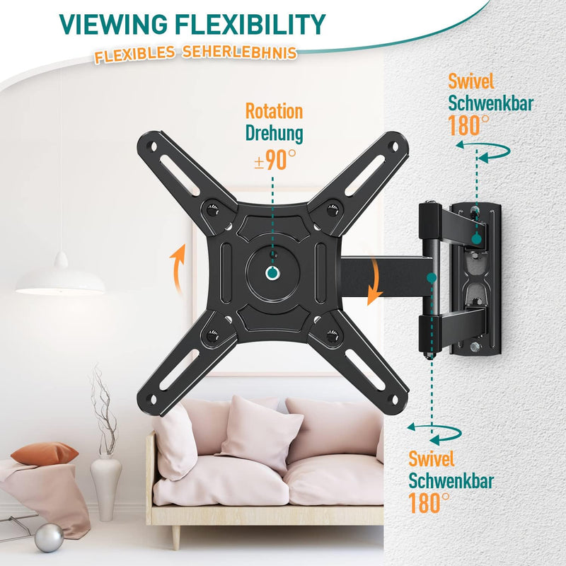 ELIVED TV Wandhalterung Schwenkbar Neigbar, Fernseher Wandhalterung Ausziehbar für die meisten 14-42