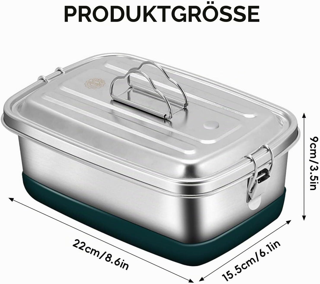 Brotdose Edelstahl, 2000ML Lunchbox Auslaufsicher Brotzeitdose mit Abtrennung und Dichtring, Brotdos