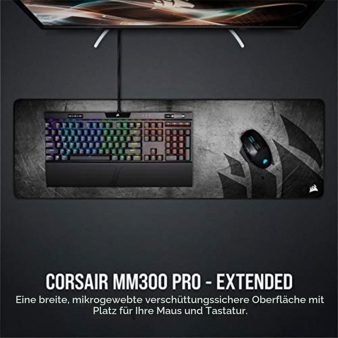 Corsair MM300 PRO Spritzwassergeschütztes Premium-Gaming-Mauspad aus Stoff (Fläche 93 × 30 cm, Mikro