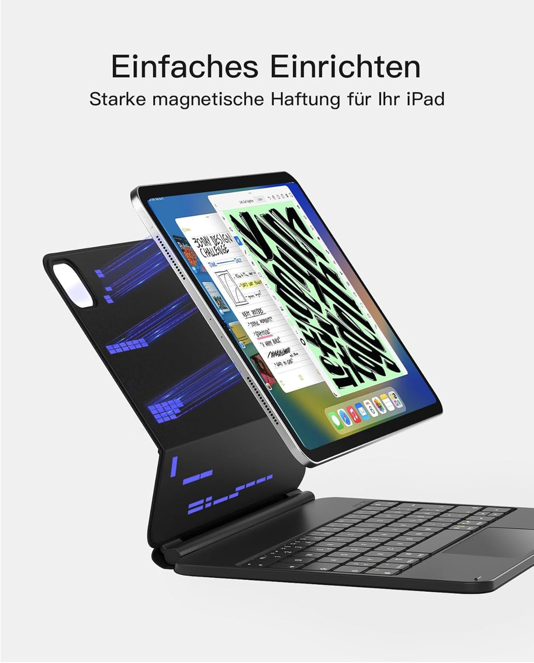 Inateck Magnetische Tastatur hülle für iPad Air 11 Zoll 2024 (M2), iPad Air 5/4 Gen 2022,Magic Keybo