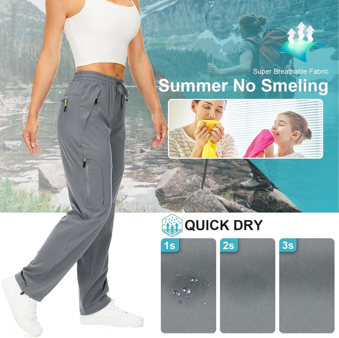 yeyity Wanderhose Damen Leichter Quick Dry Outdoorhose Atmungsaktiv Cargohose UV-Schutz Trekkinghose