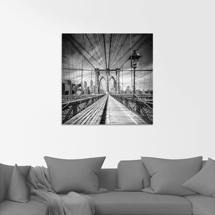 ARTland Glasbilder Wandbild Glas Bild einteilig 50x50 cm Quadratisch New York Manhattan Skyline Arch